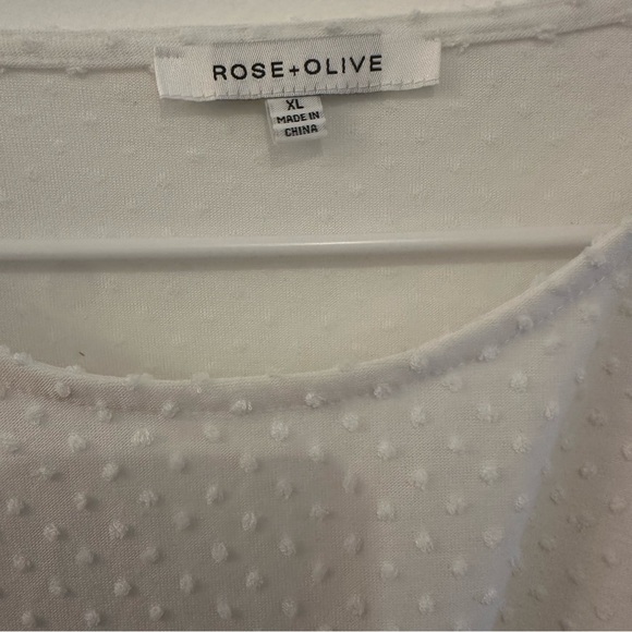 Rose + Olive Womens Swiss Dot Button Back Tunic Top White Size XL - Picture 3 of 4